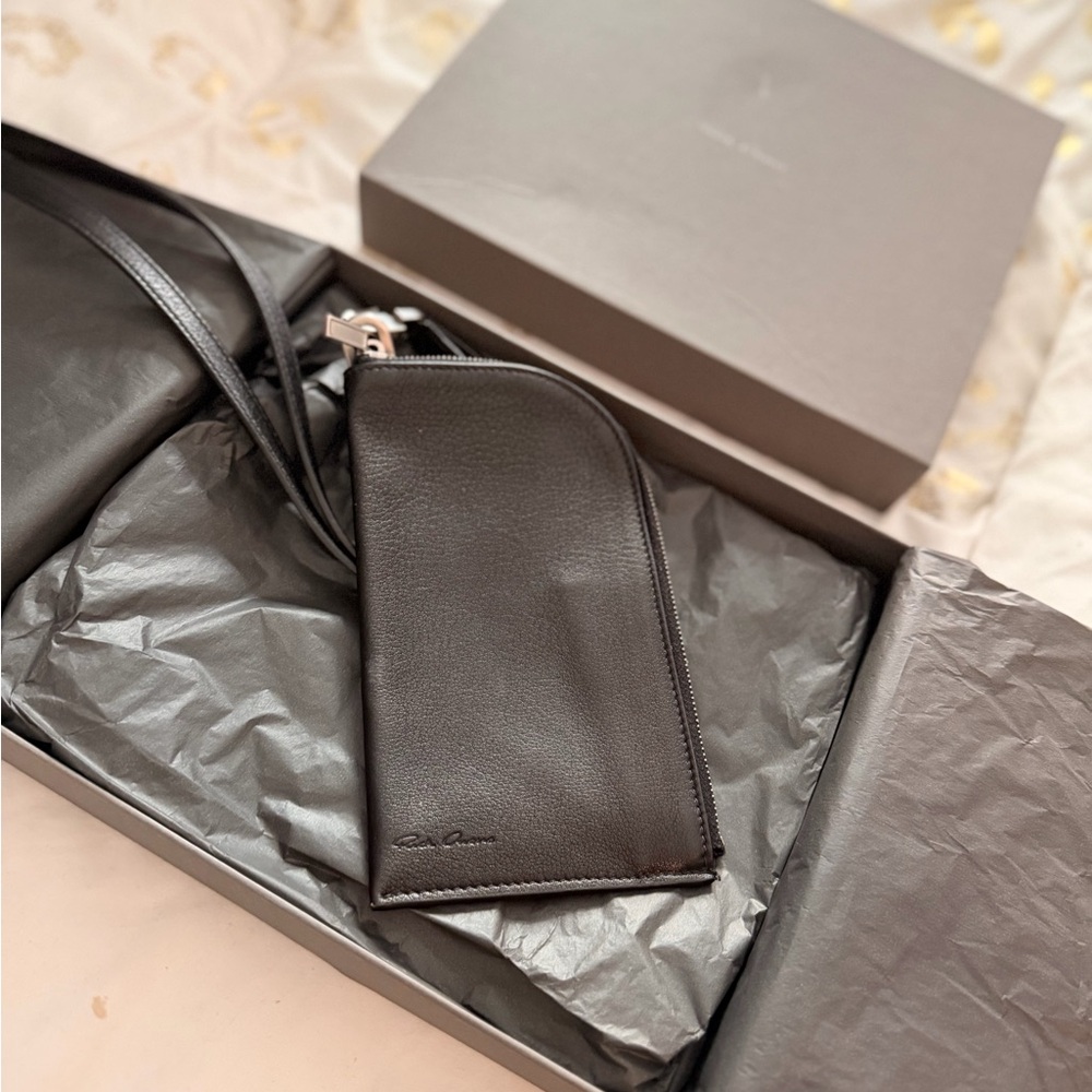 Rick Owens Black Leather Slim Pouch